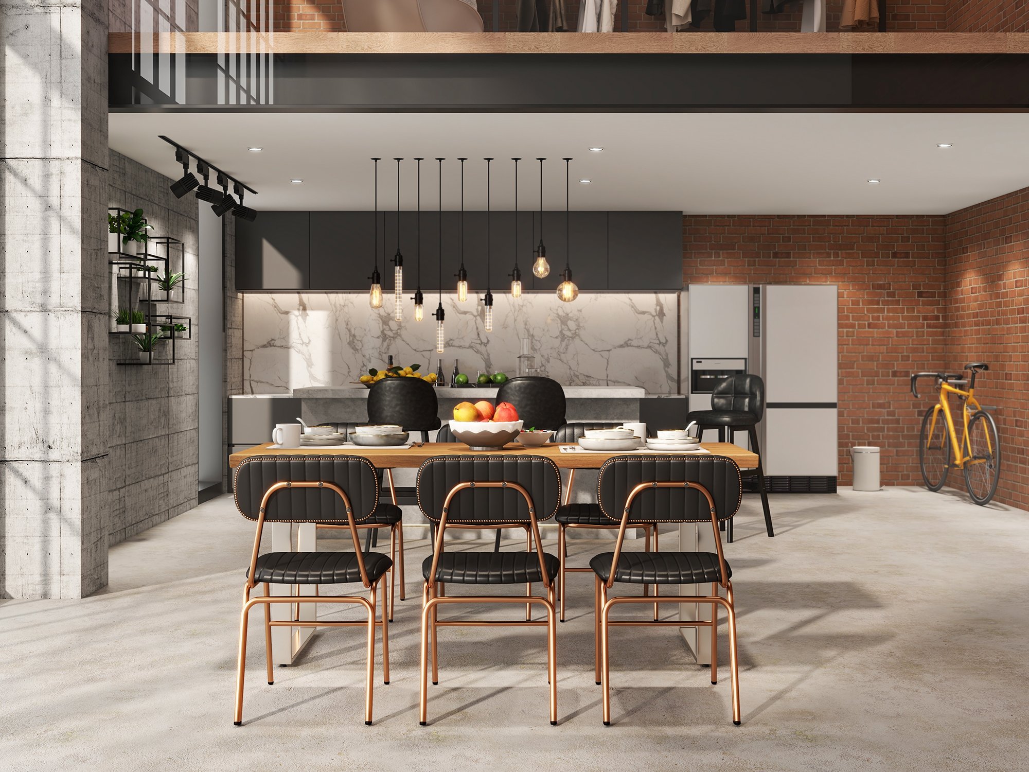 HMR Modern Dining Chairs with Faux Leather Upholstery (Set of 2) - Black