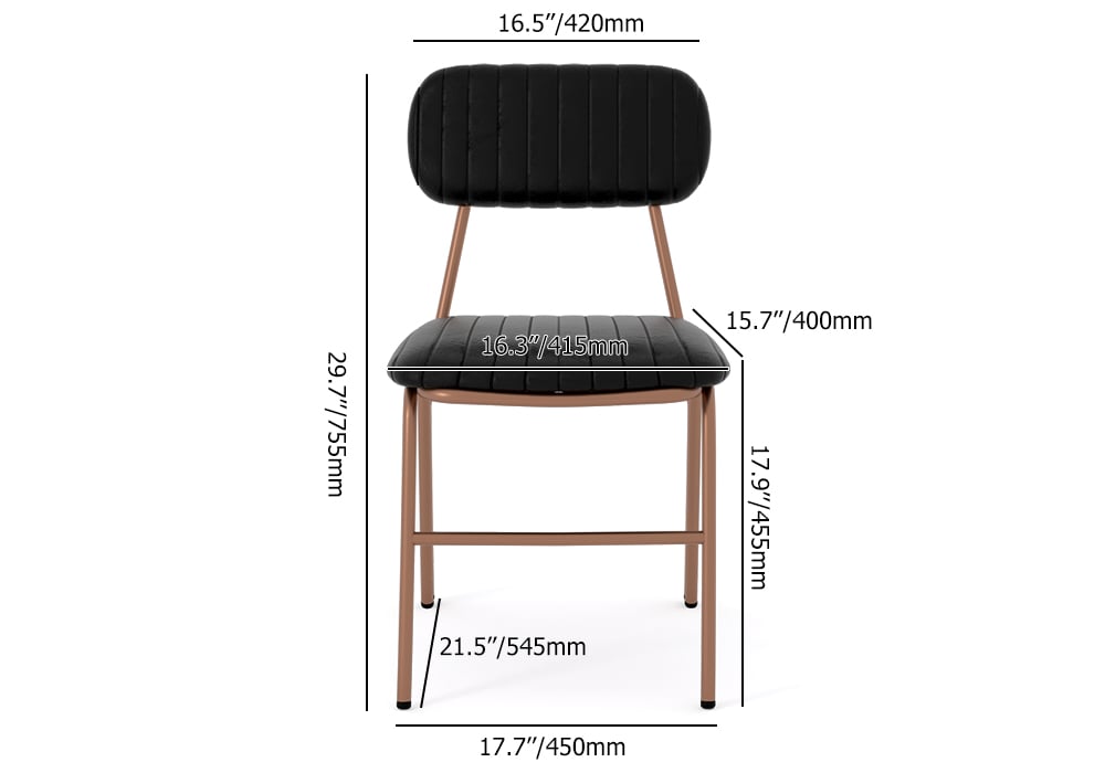 HMR Modern Dining Chairs with Faux Leather Upholstery (Set of 2) - Black