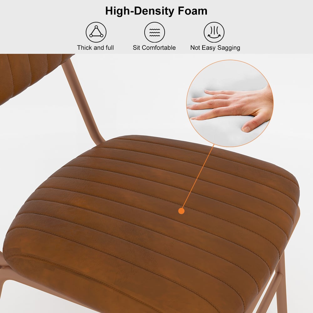 HMR Modern Dining Chairs with Faux Leather Upholstery (Set of 2) - Brown