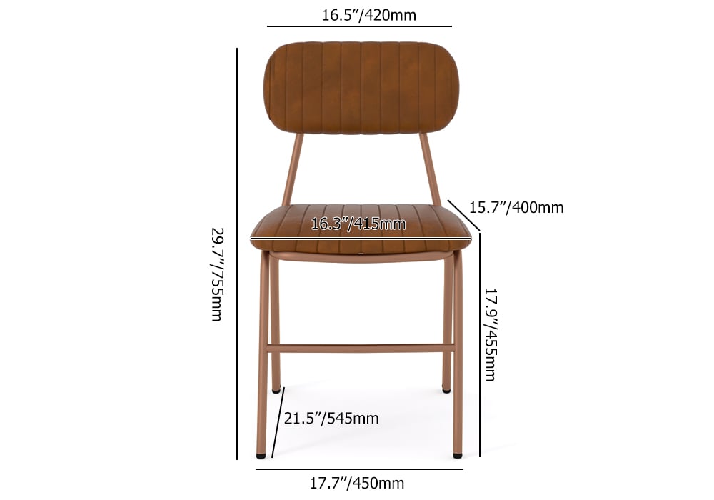 HMR Modern Dining Chairs with Faux Leather Upholstery (Set of 2) - Brown