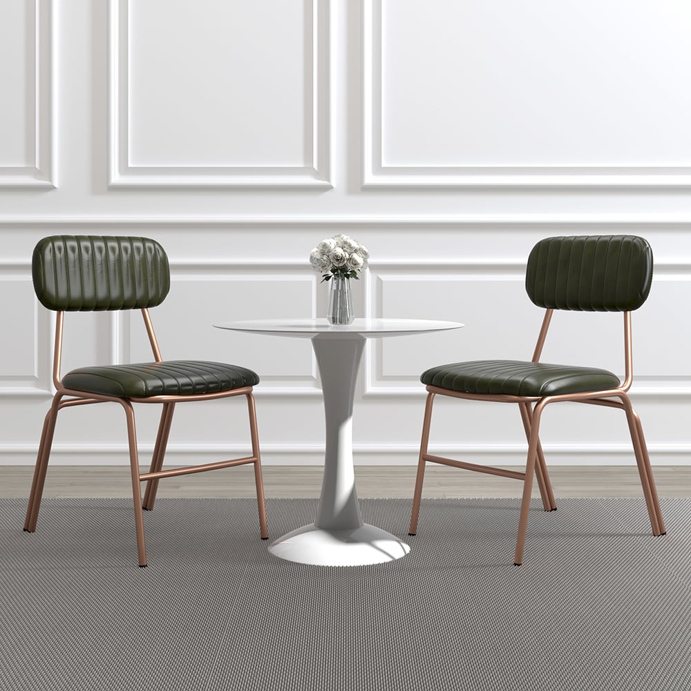 HMR Modern Dining Chairs with Faux Leather Upholstery (Set of 2) - Green
