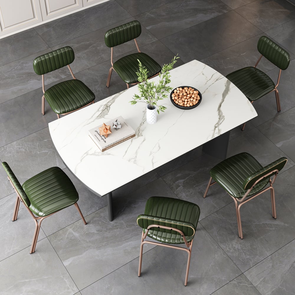 HMR Modern Dining Chairs with Faux Leather Upholstery (Set of 2) - Green