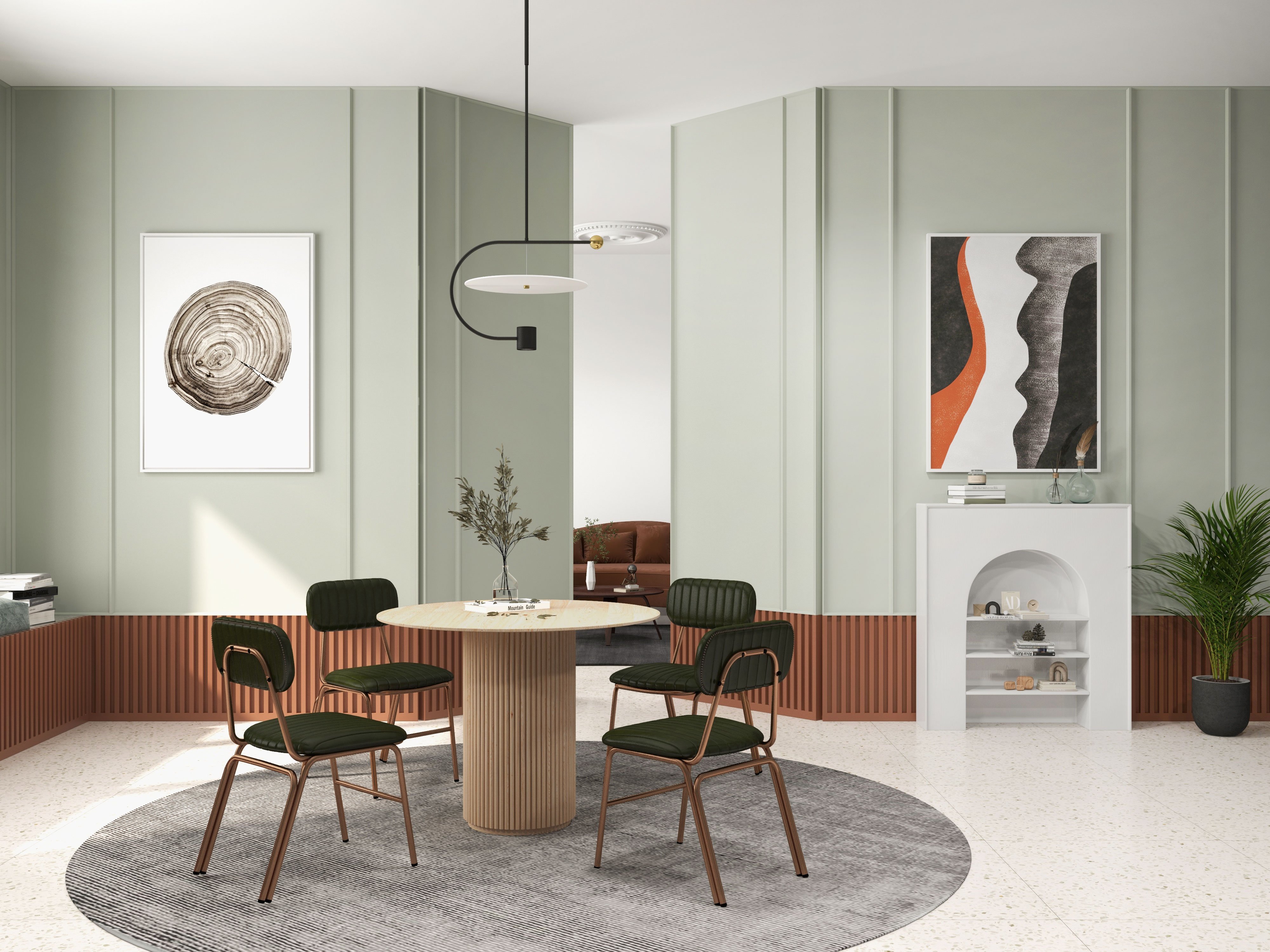 HMR Modern Dining Chairs with Faux Leather Upholstery (Set of 2) - Green
