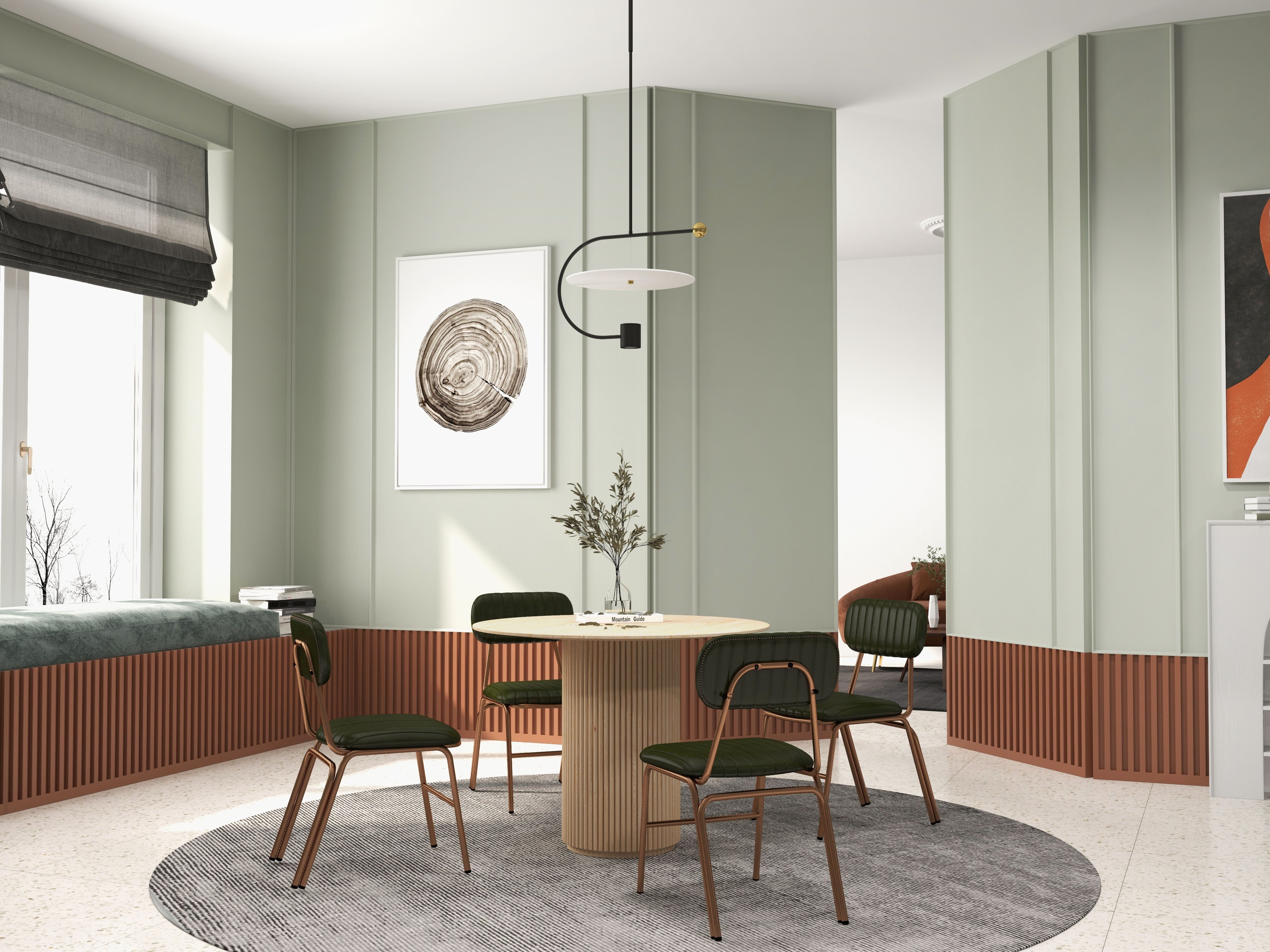 HMR Modern Dining Chairs with Faux Leather Upholstery (Set of 2) - Green