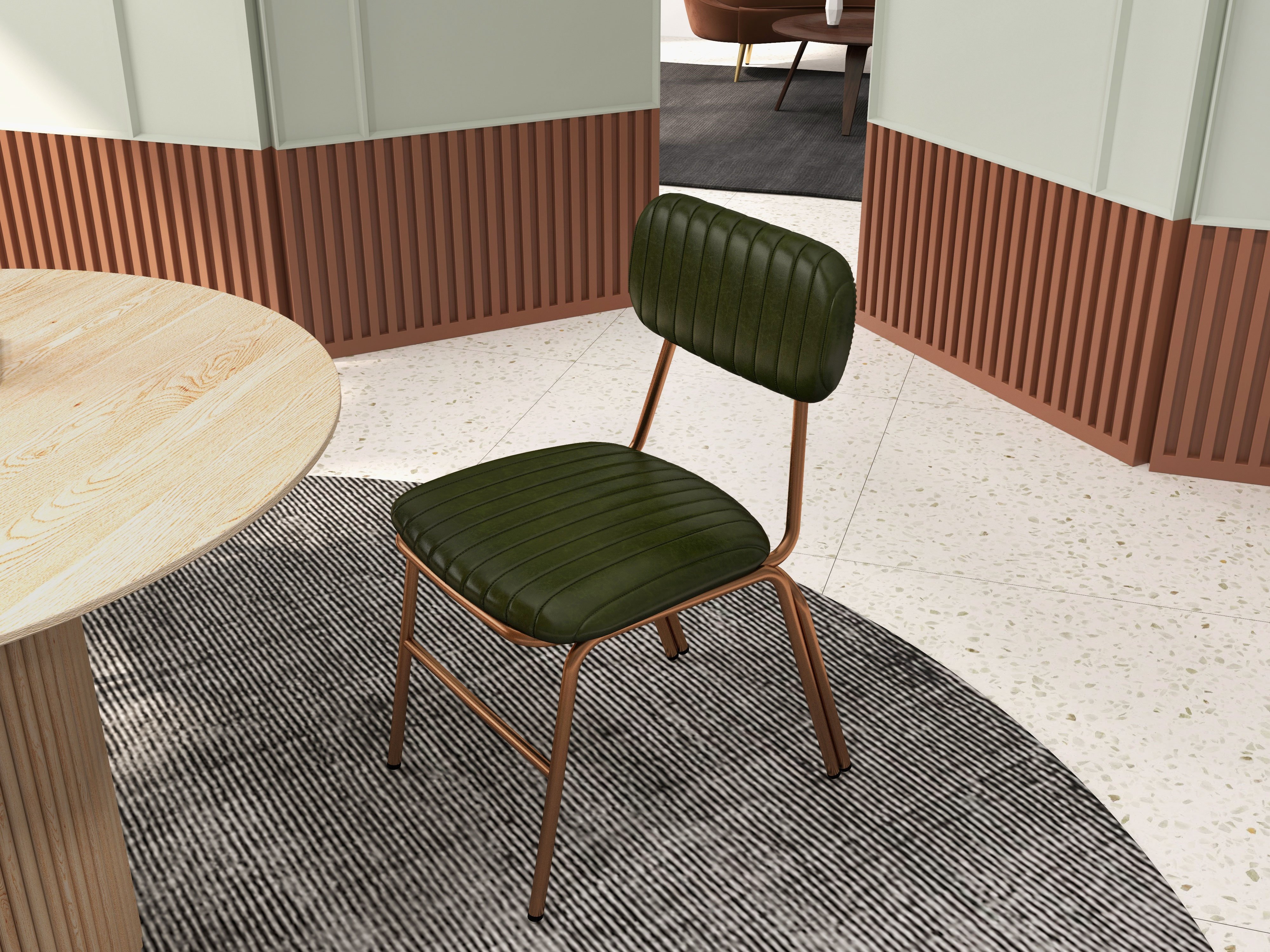HMR Modern Dining Chairs with Faux Leather Upholstery (Set of 2) - Green