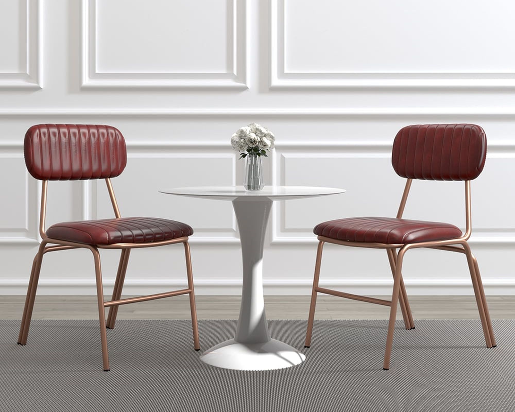HMR Modern Dining Chairs with Faux Leather Upholstery (Set of 2) - Wine Red