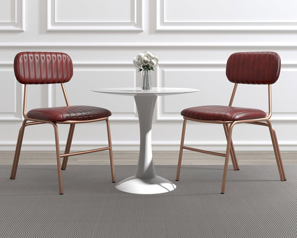 HMR Modern Dining Chairs with Faux Leather Upholstery (Set of 2) - Wine Red