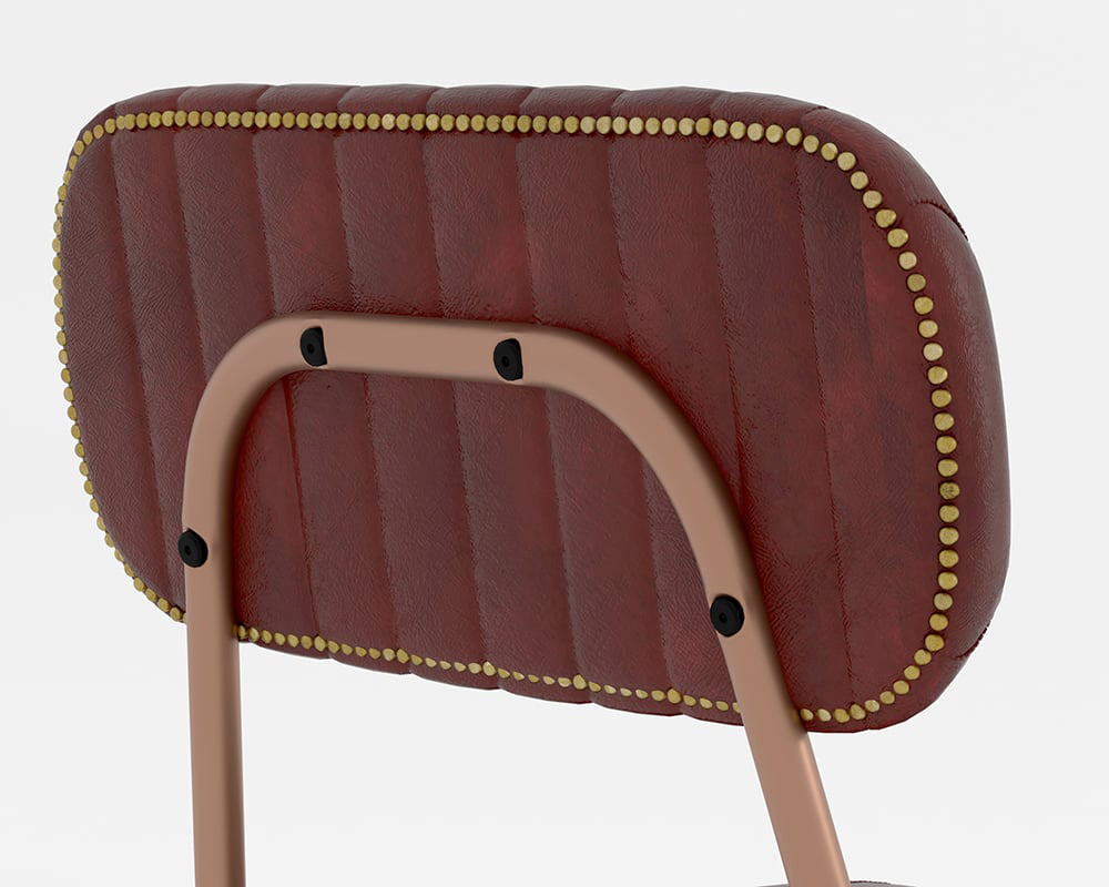 HMR Modern Dining Chairs with Faux Leather Upholstery (Set of 2) - Wine Red