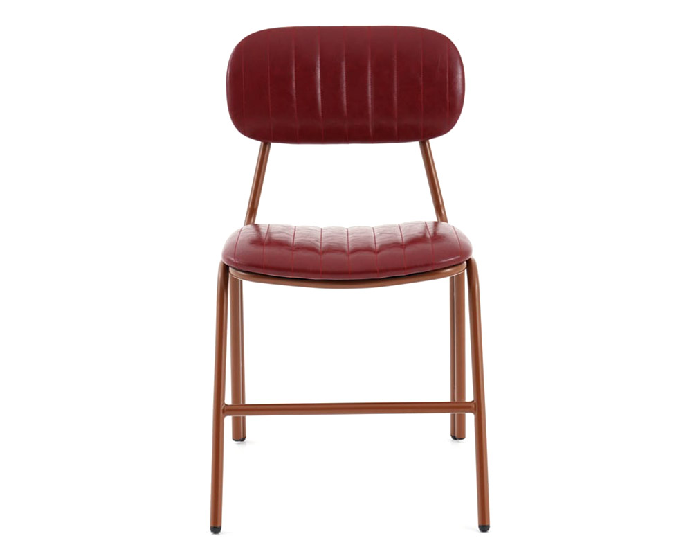 HMR Modern Dining Chairs with Faux Leather Upholstery (Set of 2) - Wine Red