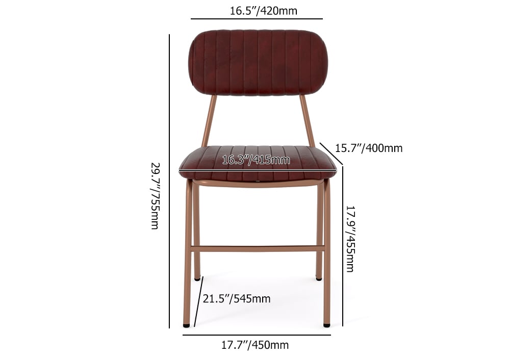 HMR Modern Dining Chairs with Faux Leather Upholstery (Set of 2) - Wine Red
