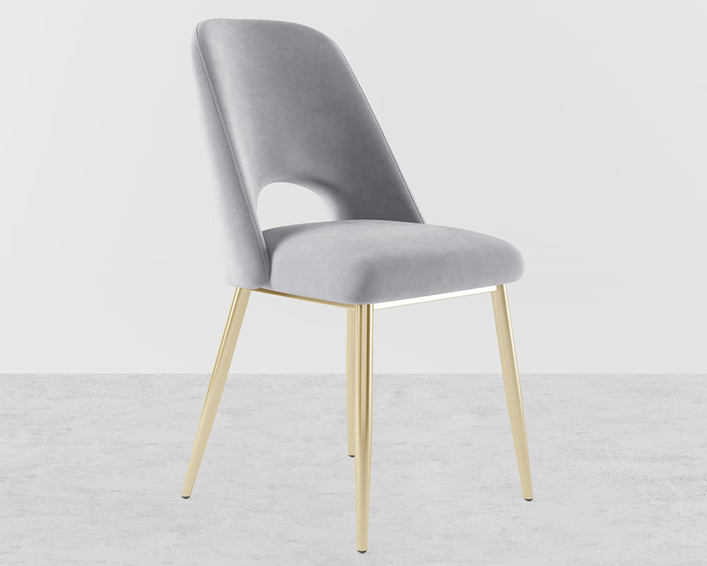 HMR Set of 2 Mid-Century Modern Dining Chairs Velvet Upholstery - Gray