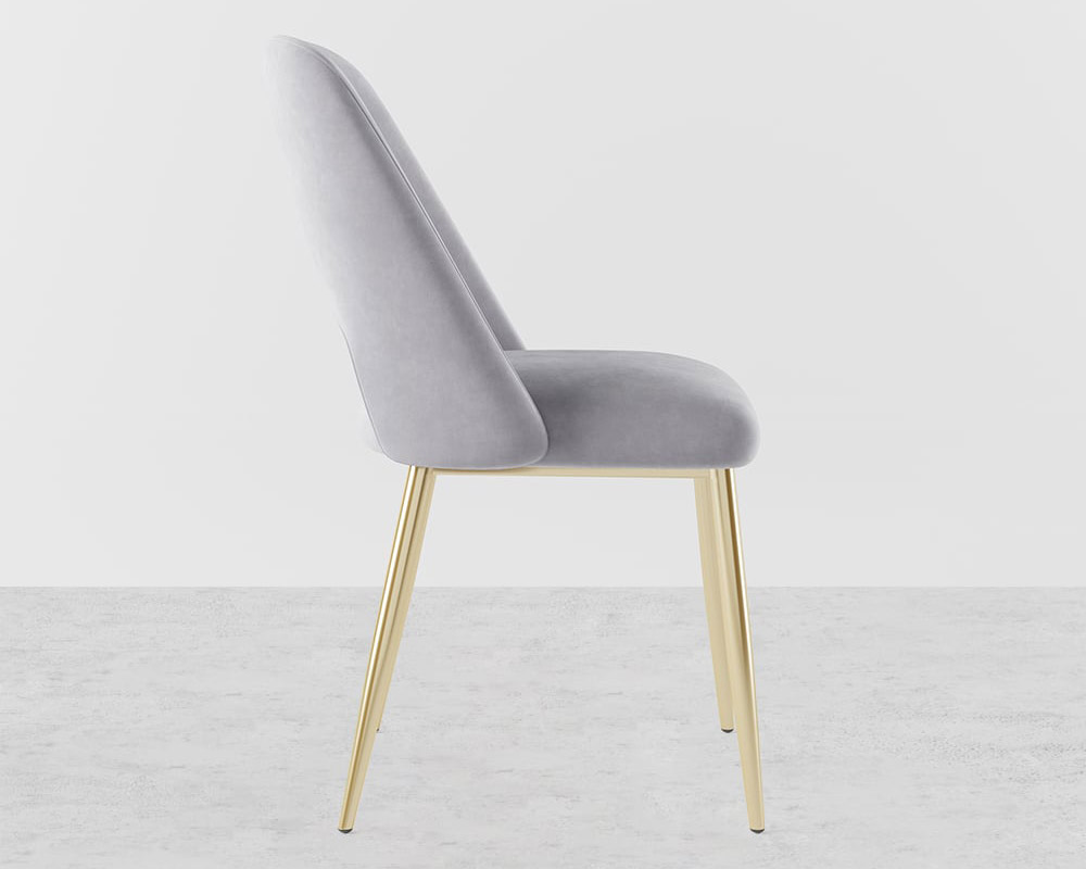 HMR Set of 2 Mid-Century Modern Dining Chairs Velvet Upholstery - Gray