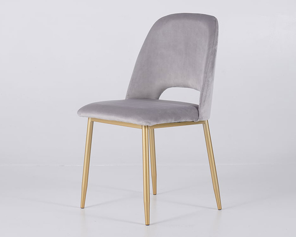 HMR Set of 2 Mid-Century Modern Dining Chairs Velvet Upholstery - Gray