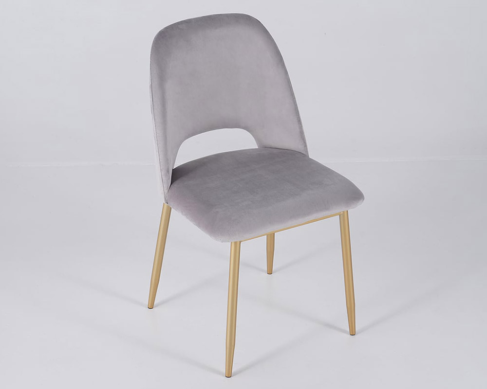 HMR Set of 2 Mid-Century Modern Dining Chairs Velvet Upholstery - Gray