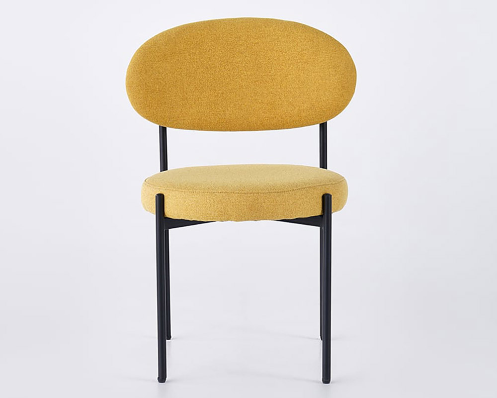 HMR - Modern Linen Upholstered Dining Chairs (Set of 2) in Yellow