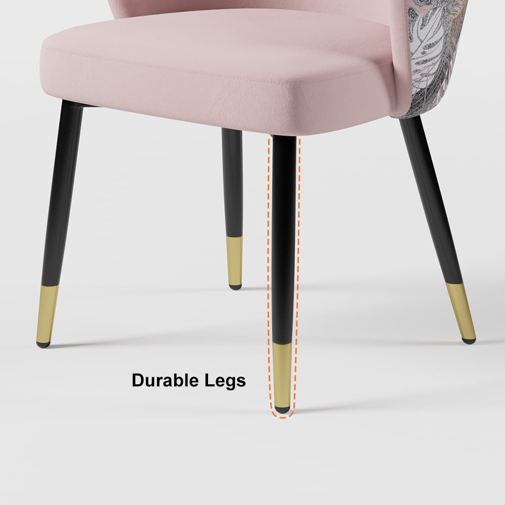 HMR Modern Dining Chairs with Velvet Upholstery - Pink, 1-Piece