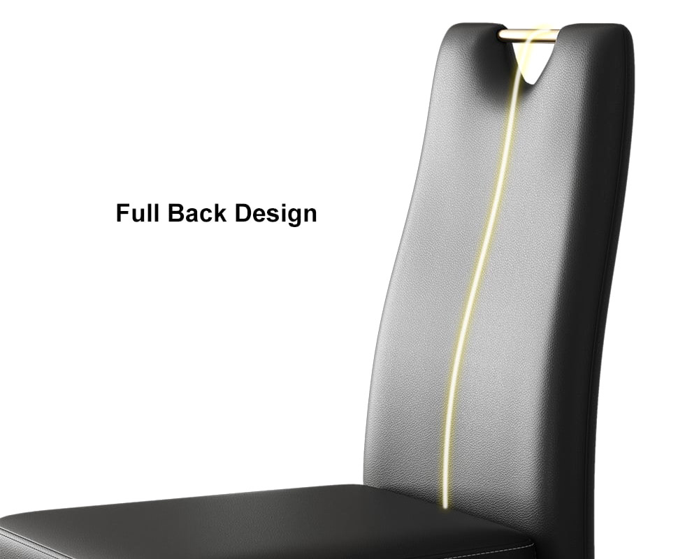 HMR - Modern Upholstered Dining Chair with Carbon Steel Legs (Set of 2) in Black