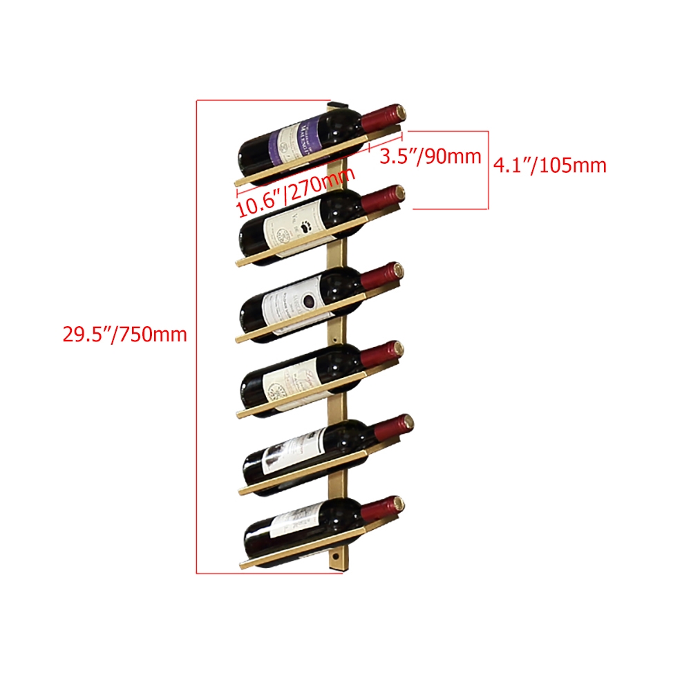 HMR - Industrial Metal Wall-Mounted Wine Rack Set in Gold