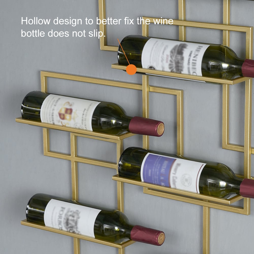 HMR - Modern Geometric Wall Mounted Wine Rack for 10-Bottle