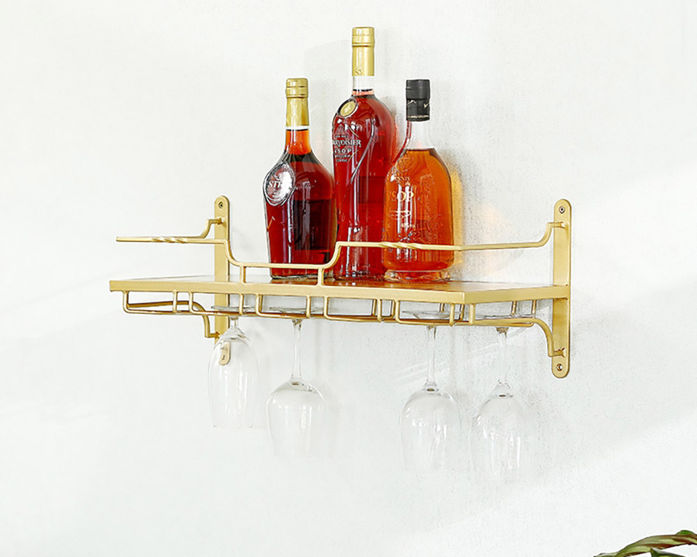 HMR - Nordic Wall Mounted Wine Rack Glass Rack in Gold