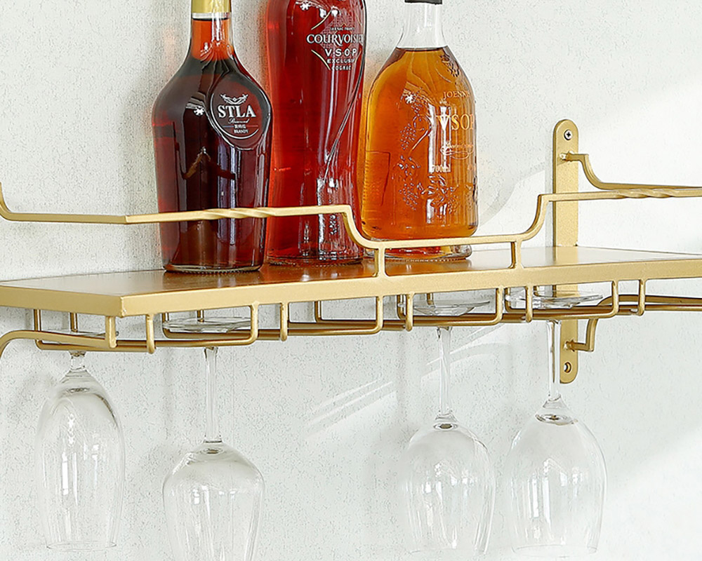 HMR - Nordic Wall Mounted Wine Rack Glass Rack in Gold
