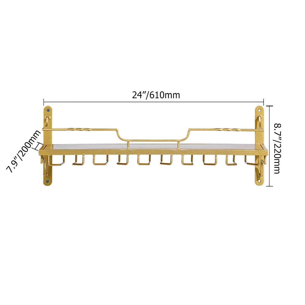 HMR - Nordic Wall Mounted Wine Rack Glass Rack in Gold