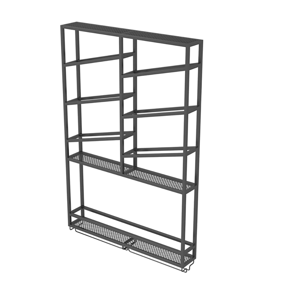 HMR Industrial Wall Mounted Wine Rack with Bottle Rack - Black