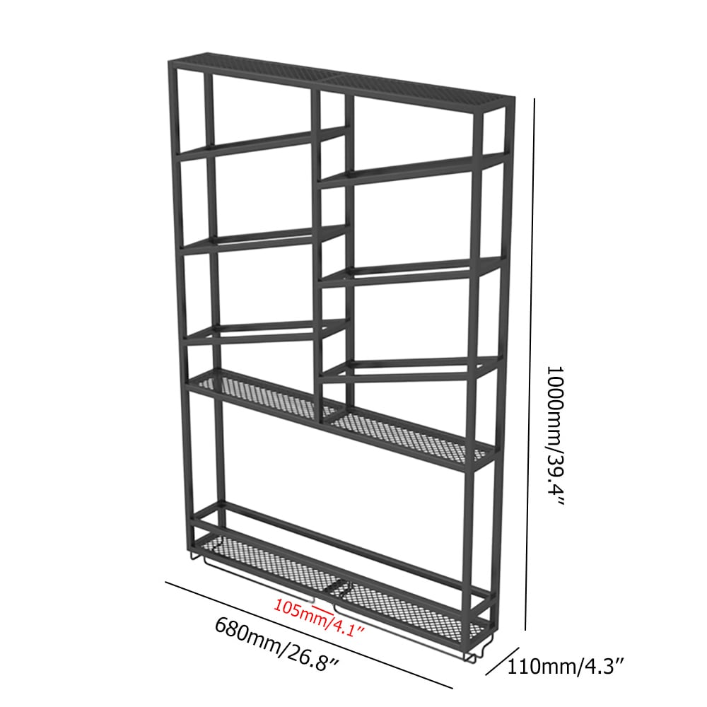 HMR Industrial Wall Mounted Wine Rack with Bottle Rack - Black
