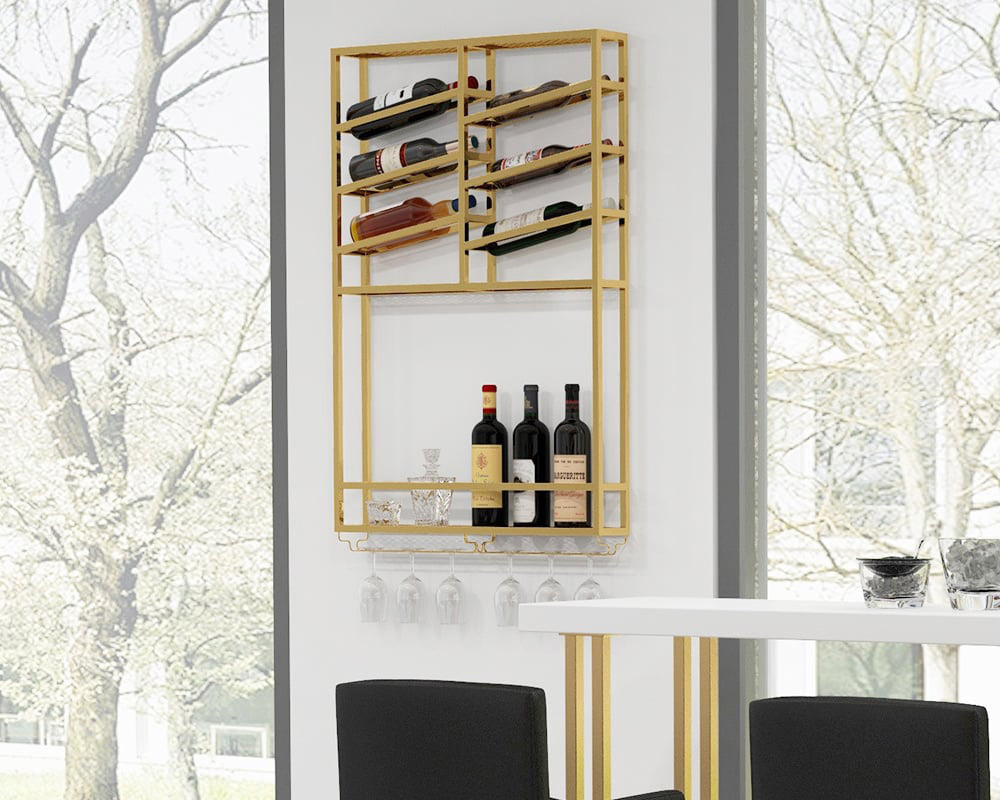 HMR - Industrial Wall Mounted Wine Rack with Bottle Rack