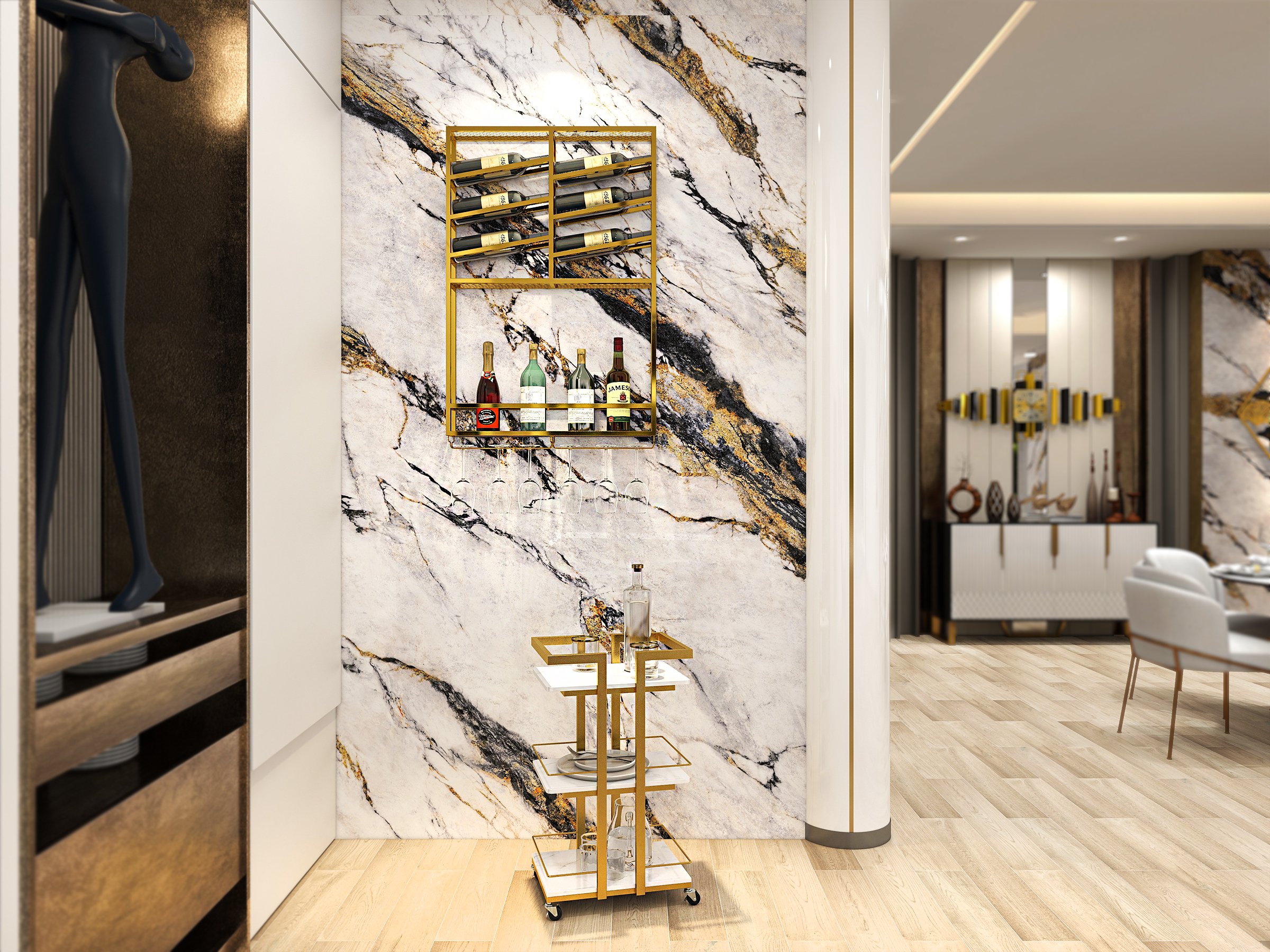 HMR - Industrial Wall Mounted Wine Rack with Bottle Rack