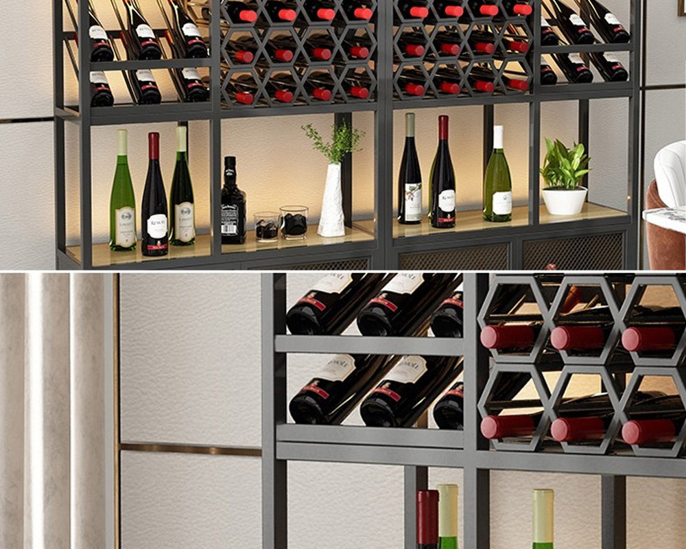 HMR - Industrial Standing Glass Wine Rack in Left Side