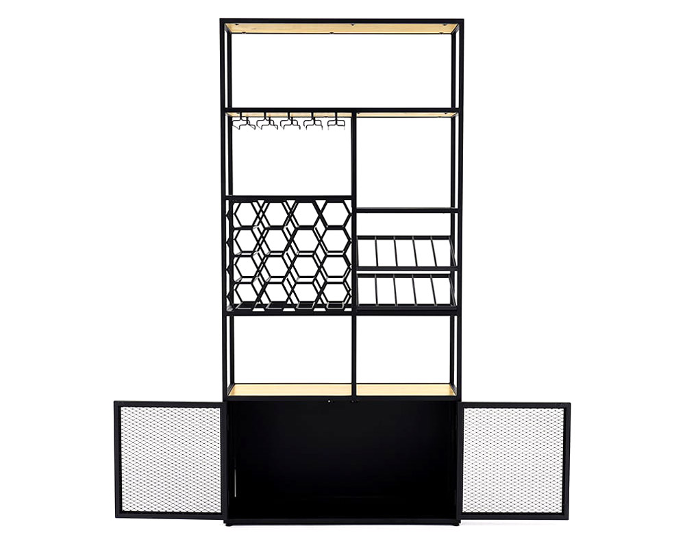 HMR - Industrial Standing Glass Wine Rack in Left Side