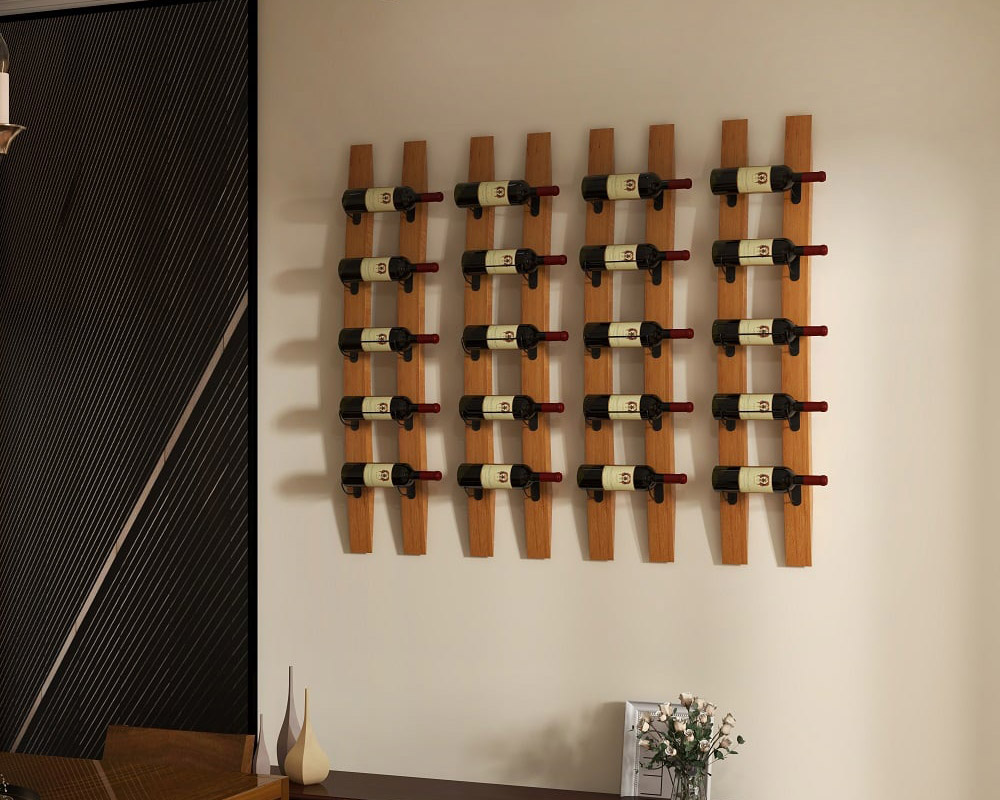HMR - Wooden Wall Wine Rack in Natural