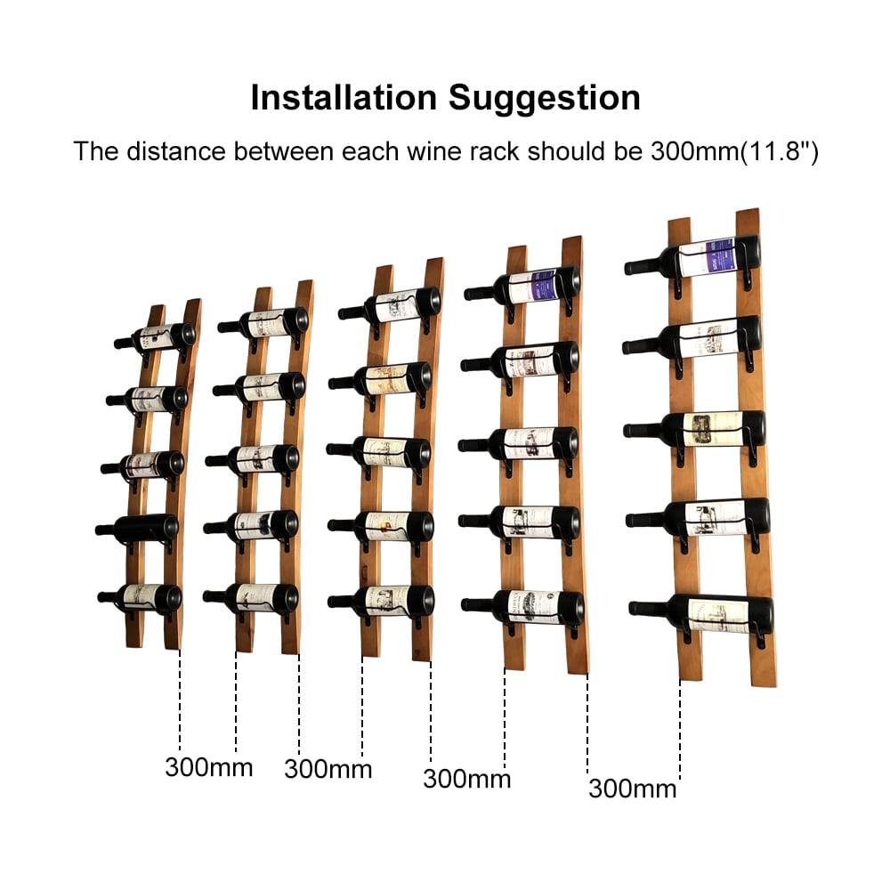 HMR - Wooden Wall Wine Rack in Natural