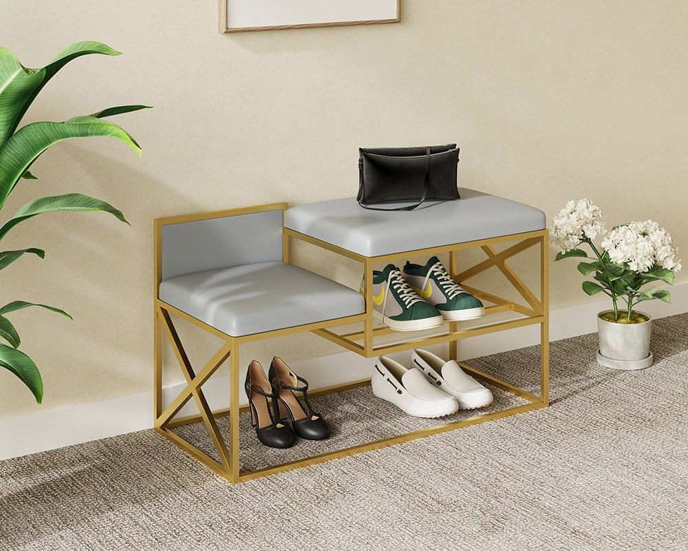 HMR - Modern Bench with PU Leather Upholstered
