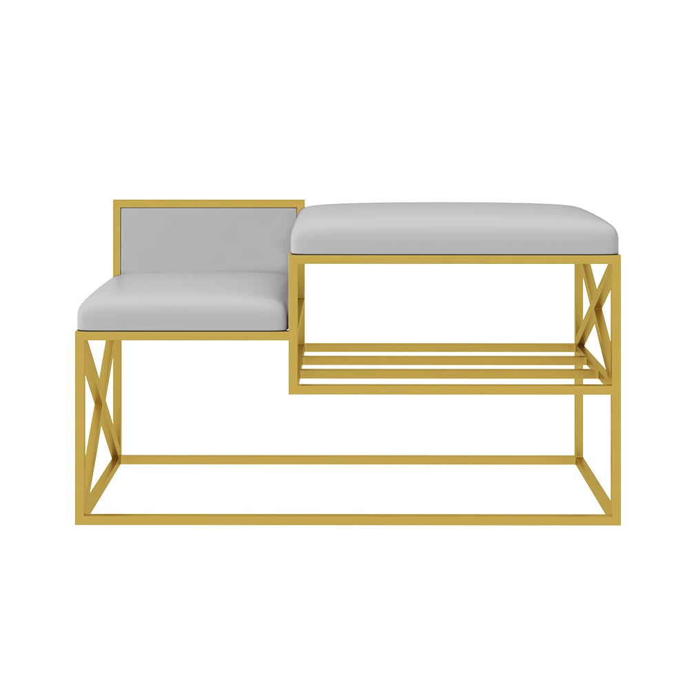HMR Modern Bench with PU Leather Upholstered - Gray