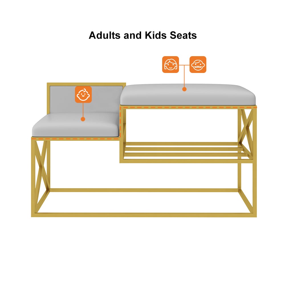 HMR Modern Bench with PU Leather Upholstered - Gray