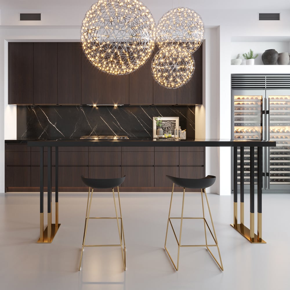 HMR Hover Modern 63" Rectangle Bar Table - Gold