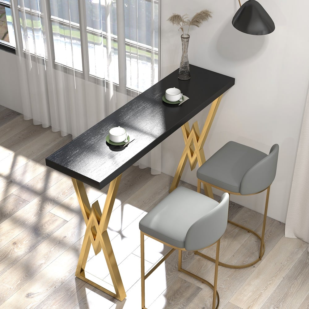 HMR Modern 55" Rectangular Dining Table for Breakfast Nook - Black