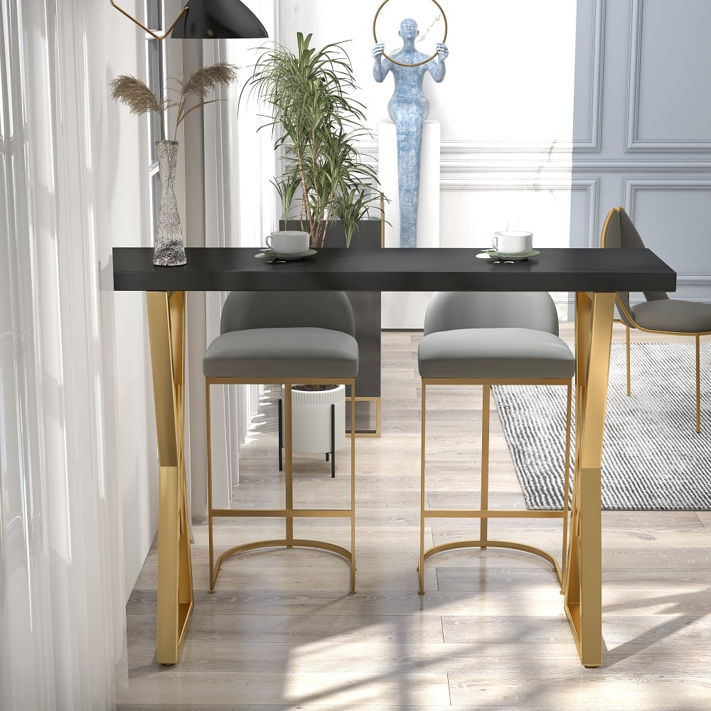 HMR Modern 55" Rectangular Dining Table for Breakfast Nook - Black