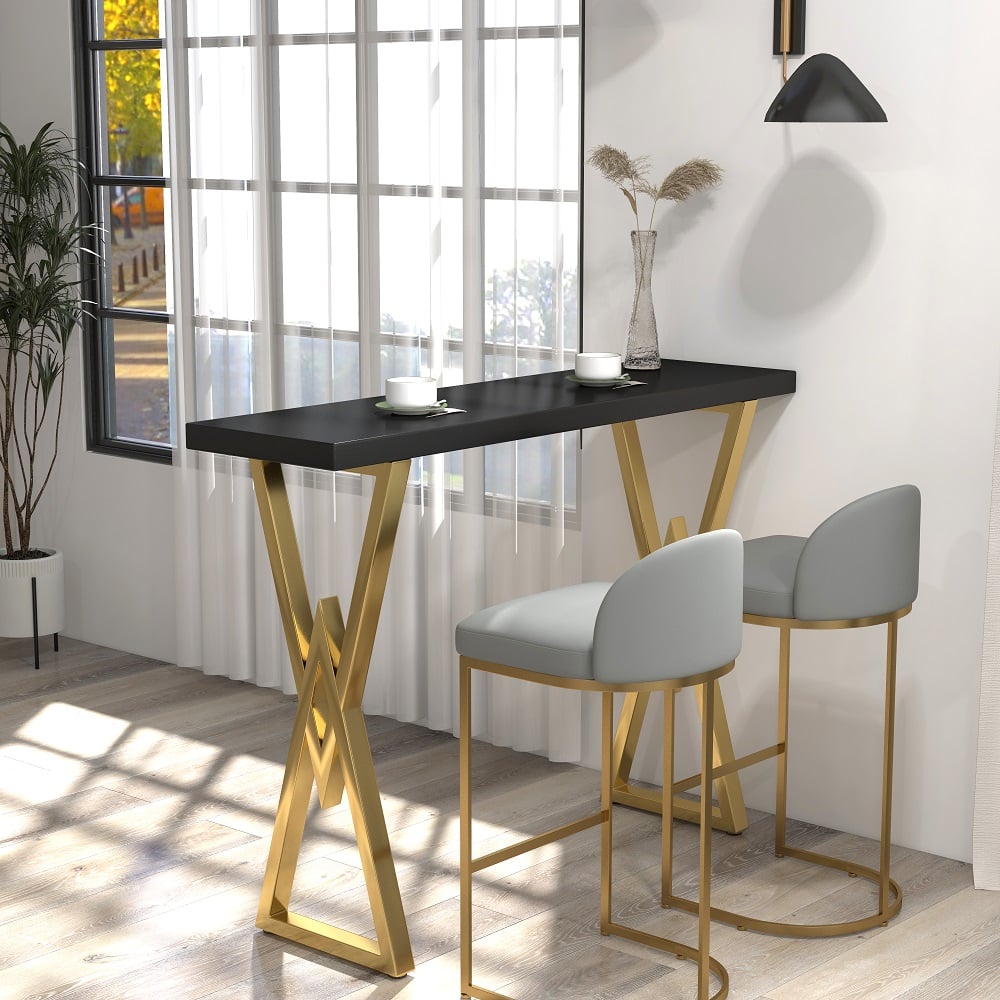 HMR Modern 63" Rectangular Dining Table for Breakfast Nook - Black