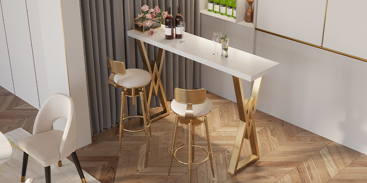 HMR Modern 55" Rectangular Dining Table for Breakfast Nook - White