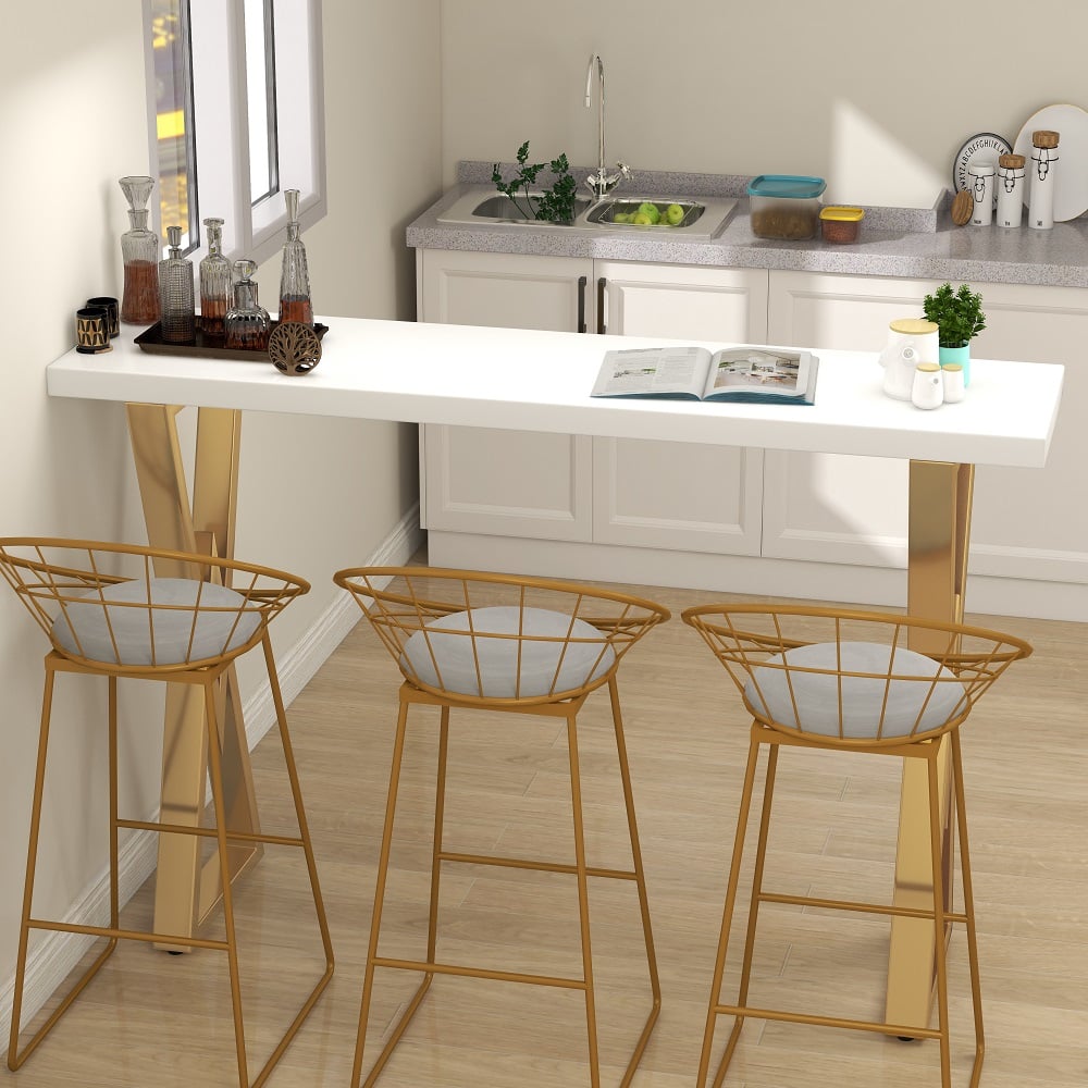 HMR Modern 47" Rectangular Dining Table for Breakfast Nook - White
