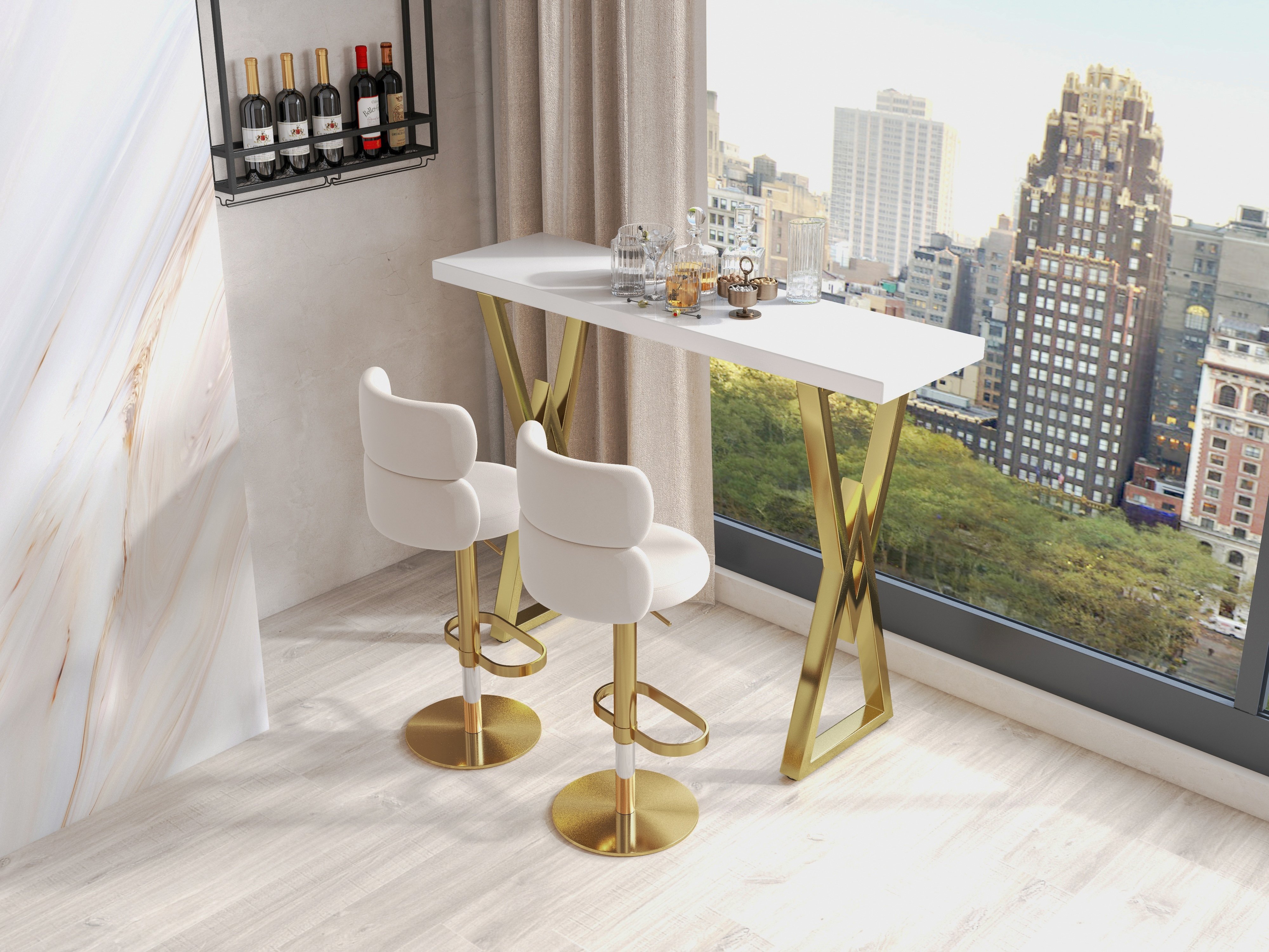 HMR Modern 47" Rectangular Dining Table for Breakfast Nook - White