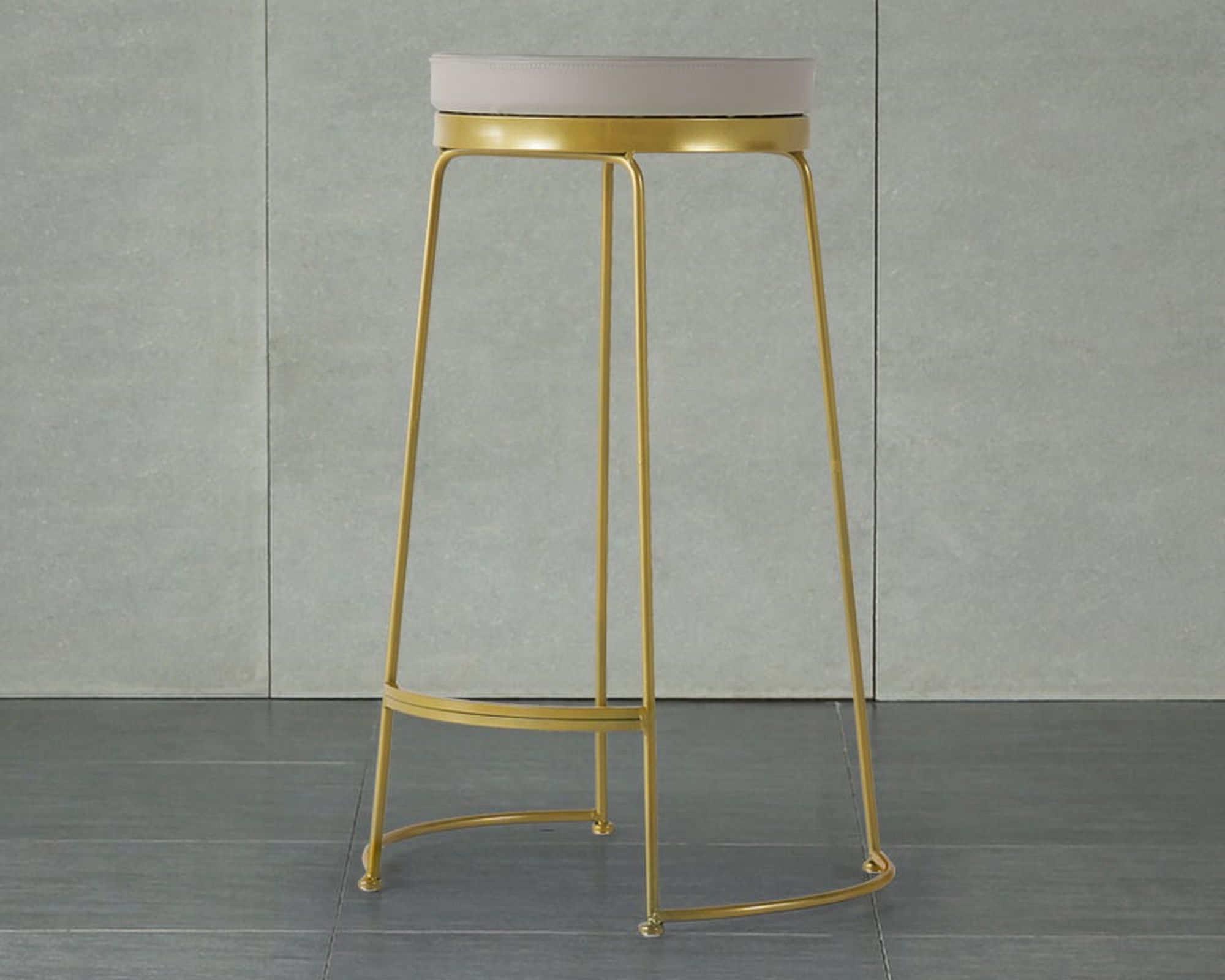 HMR - Modern PU Leather Upholstered Round Bar Height Stool Backless (Set of 2)