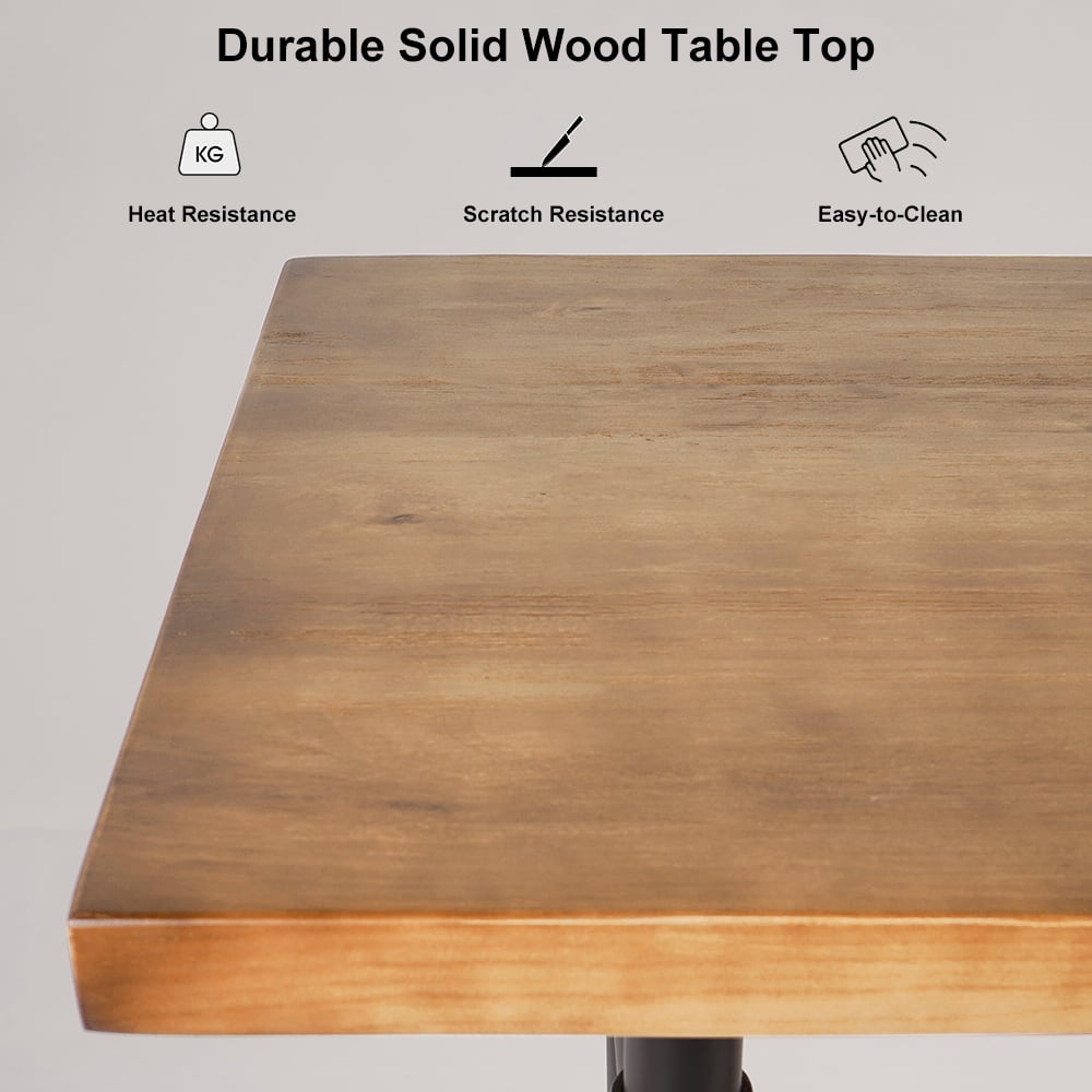 HMR Industrial Rectangular Pine Wood Bar Table - 51.2"