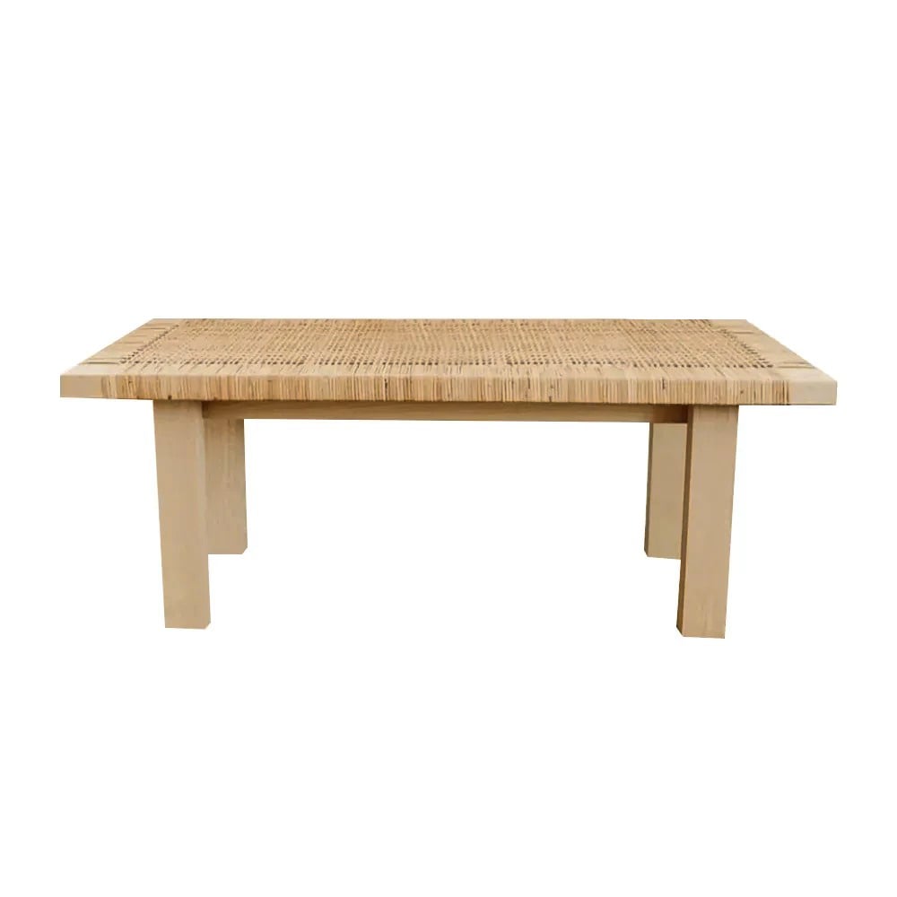 HMR - Farmhouse Woven Rattan Entryway Bench in Natural