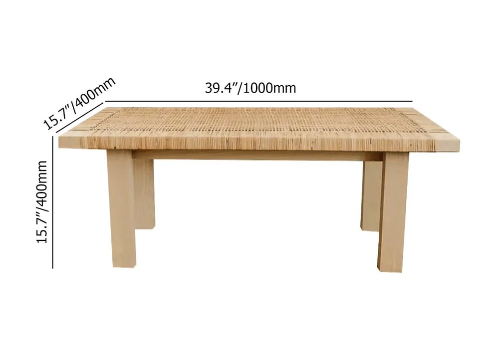 HMR - Farmhouse Woven Rattan Entryway Bench in Natural