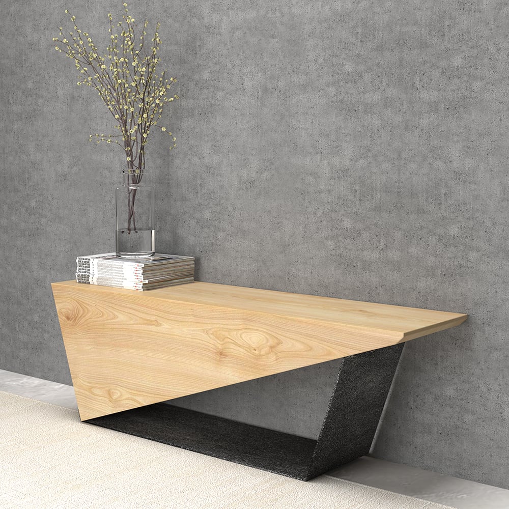 HMR Rustic 3-Person 47" Bench with Metal Base - Natural