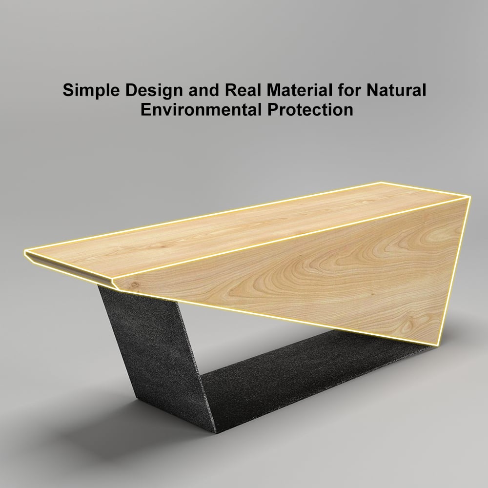 HMR Rustic 3-Person 47" Bench with Metal Base - Natural